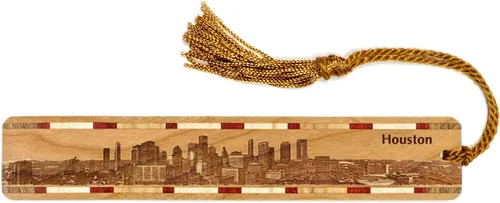 Vista 6 de Miami Florida City Skyline - Marcapáginas de madera grabado con borla, fabricado en Estados Unidos