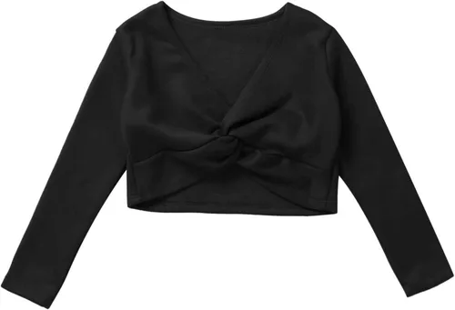 Vista 61 de JEATHA Suéter de manga larga para niñas y niñas con diseño de ballet, suéter corto para leotardo