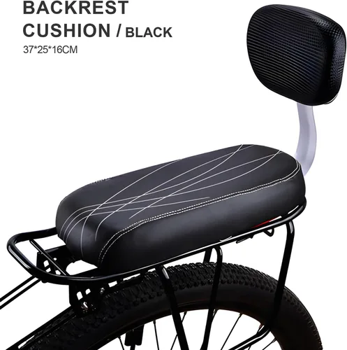 Vista 4 de Asiento de bicicleta para niños, cojín de bicicleta de montaña de piel sintética con respaldo