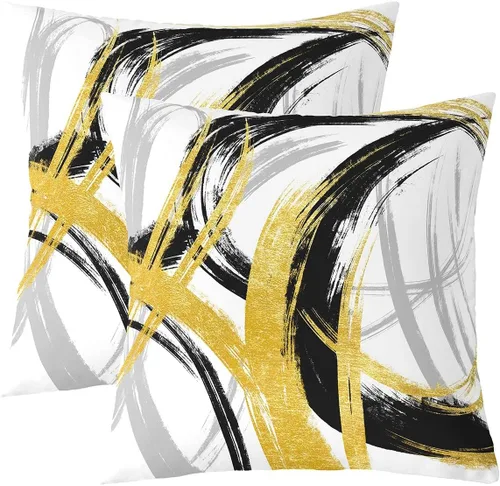 Vista 16 de Juego de 2 fundas de almohada abstractas de 16 x 16 pulgadas para niños, niñas, adolescentes, decoración de dormitorio, moderna a rayas, decoración