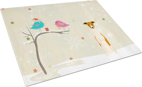 Vista 77 de Caroline's Treasures BB2513LCB - Tabla de cortar de vidrio con texto en inglés "Christmas Presents between Friends" Airedale Terrier - Tabla