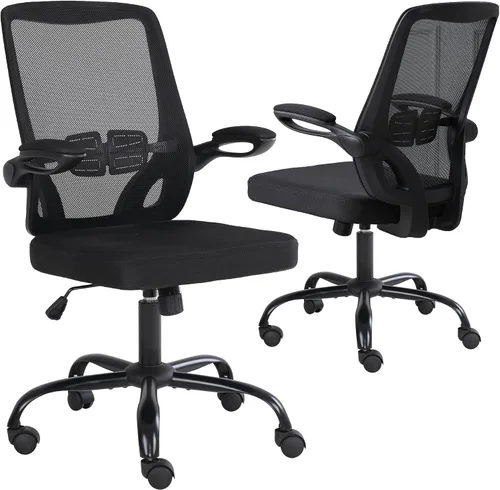 Vista 7 de Silla de oficina de malla ergonómica para el hogar, silla de computadora, reposacabezas ajustable con brazos abatibles, soporte lumbar, silla
