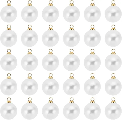 Vista 11 de PATIKIL Abalorio de perlas, 100 cuentas de perlas de imitación de perlas colgantes para bricolaje para hacer joyas, pulseras, aretes, collares Beige