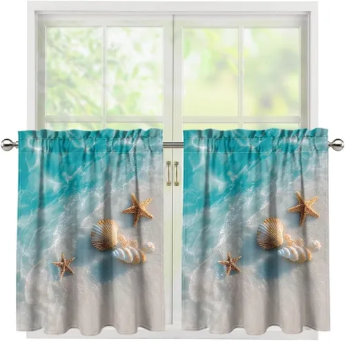 Vista 12 de God Bssing You Tier Curtains for July 4Th 2026 27.5x24 2 Panels Light Filtering Half Window Rod Pocket for Kitchen/Bathroom