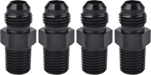 Vista 18 de EVIL ENERGY 3AN macho Flare a 1/4 "NPT adaptador de montaje de tubería de aluminio recto negro 4PCS