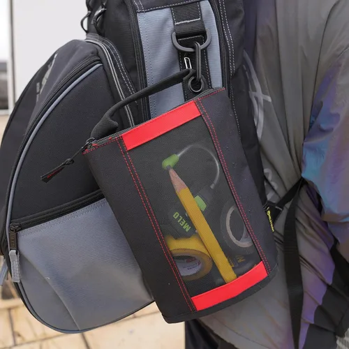 Vista 21 de Bolsa de herramientas de lona con cremallera MELOTOUGH, bolsa de herramientas con cierre, bolsa de malla resistente con ventana, ojales para colgar