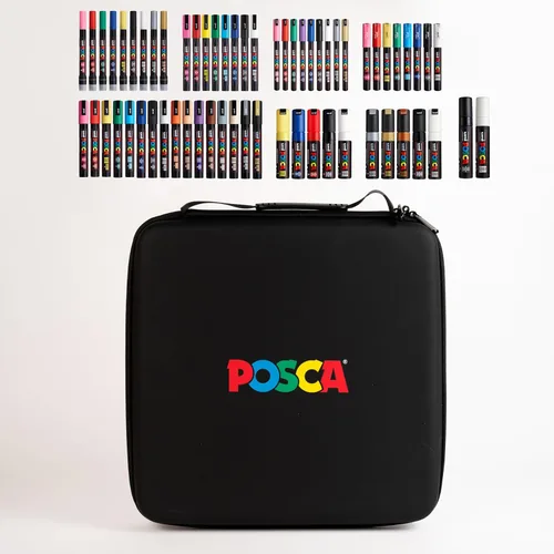 Vista 10 de Posca Exclusivo juego de 16 marcadores de pintura 5M con estuche de transporte, ideal para niños y adultos, marcadores de arte acrílico