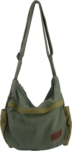 Vista 7 de Bolso bandolera grande de lona con múltiples bolsillos para hombres y mujeres, bolso cruzado de hombro para laptop