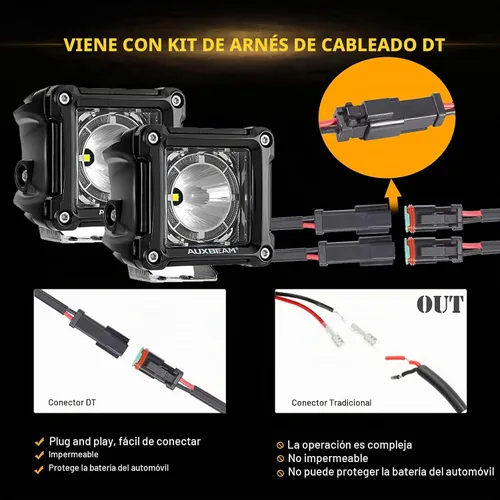 Vista 7 de Auxbeam Serie FA, cubos LED de 3 pulgadas con DRL, 2 modos, haz puntual, luces todoterreno de 20 W, luces de conducción, luces de pilar A, luces