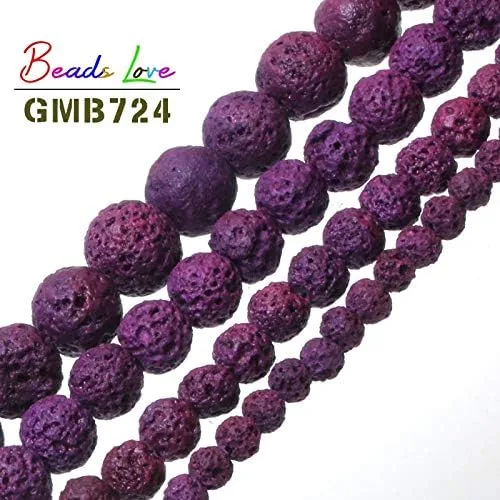 Vista 4 de Cuentas redondas sueltas de piedra volcánica multicolor de lava, para hacer joyas, pulseras, collares, joyas de 4 6 8 10 0.472 in