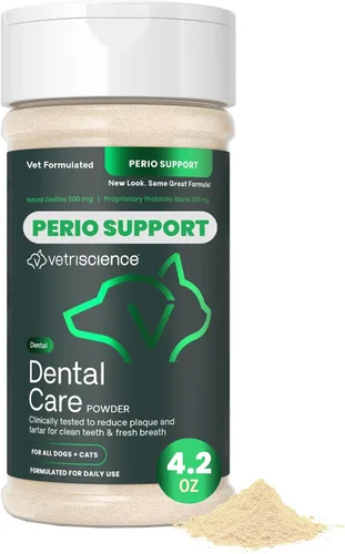 Vista 11 de VETRISCIENCE Polvo de cuidado dental - Suplemento dental en polvo para perros y gatos - Apoya la frescura del aliento - Dientes y encías saludables