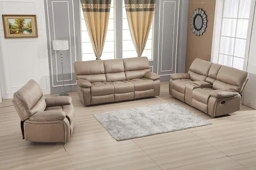 Vista 2 de Betsy Furniture Juego de sofá reclinable de microfibra para sala de estar 8007 (topo, sofá+sofá biplaza+sillón reclinable)
