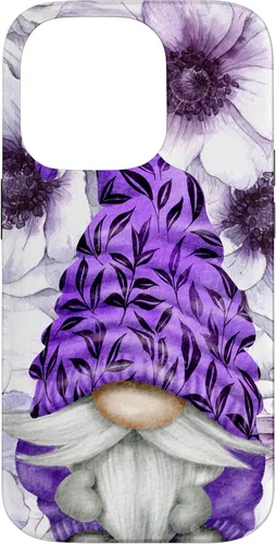 Vista 17 de Unique Purple Gnome with Lilac Anemones Floral Aesthetic Case for iPhone 17