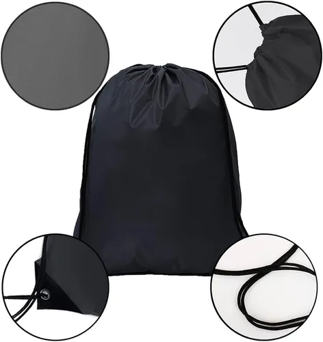 Vista 3 de CODOBON Mochila con cordón a granel Draw String Bags Cinch Bolsa de poliéster para deporte de gimnasio, Negro -, Classic