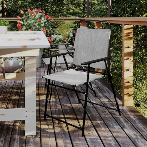 Vista 11 de BizChair Sillas plegables para patio, sillas de césped de textileno para exteriores con reposabrazos, juego de 4, color negro