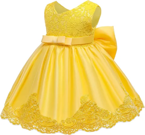 Vista 3 de Jup'Elle Vestidos de niña de flores para boda, vestido bordado formal para niñas, vestido de princesa para bebé, para desfiles, fiesta, con tocado