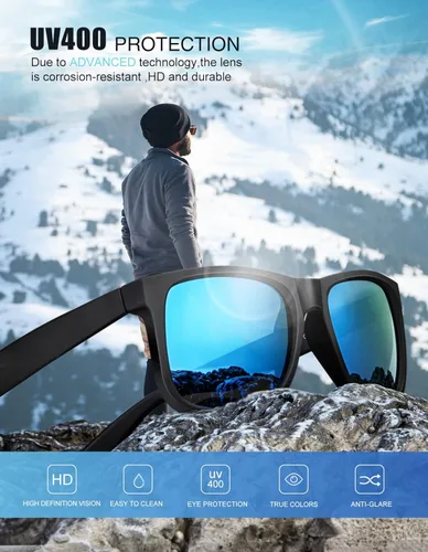 Vista 2 de KALIYADI Gafas de sol para hombre color negro mate para mujer lentes polarizados de conducción de gran tamaño protección UV paquete de 3
