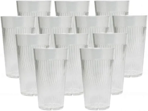 Vista 13 de TrueCraftware - Juego de 12 vasos Belice de policarbonato azul de 8 onzas. Vasos de té helado de alta calidad, apilables, reutilizables, aptos