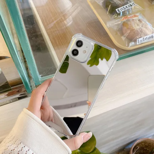 Vista 5 de Funda compatible con iPhone 11 con espejo con parachoques a prueba de golpes, parte trasera dura, delgada, cubierta protectora delgada para niñas
