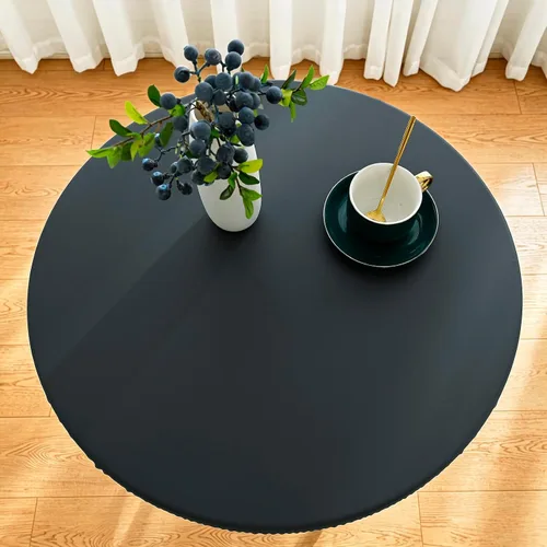 Vista 13 de vctops Mantel redondo de piel sintética 100% impermeable, a prueba de aceite, lavable, protector de mesa lavable al viento para picnic, campamento