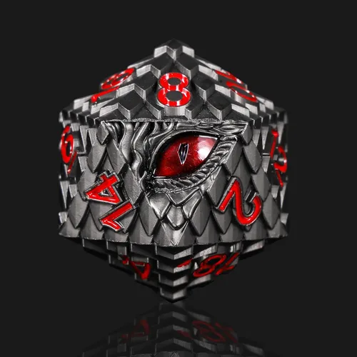 Vista 7 de 1 dado de metal D20 DND – Dados poliédricos gigantes metálicos de 20 caras, dados grandes de 1.378 in de ojo de dragón para juego de mesa