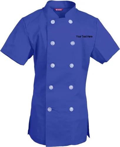 Vista 12 de Abrigo de chef bordado para mujer, camisa de chef de manga corta, abrigo de cocinero personalizado con tu texto Manzana Verde (Apple Green)