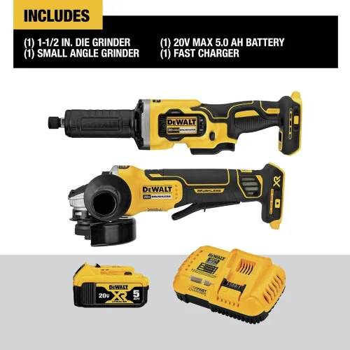 Vista 2 de DEWALT 20V MAX - Amoladora angular y esmeriladora, juego de 2 herramientas inalámbricas con batería y cargador (DCK203P1)