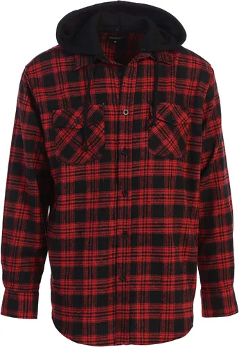 Vista 22 de Gioberti Camisa de franela a cuadros de algodón 100% para hombre con capucha extraíble y botones 100 – negro/azul real/gris.