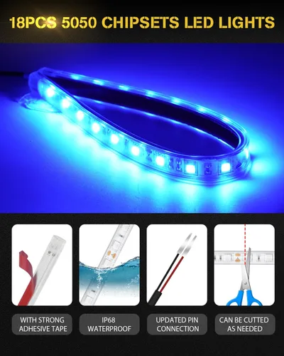 Vista 2 de YONGMING Tira de luces LED de 12 voltios, impermeable, azul, 12.6 pulgadas, luces LED para exteriores e interiores para carrito de golf, barco