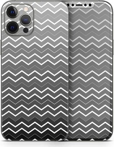 Vista 4 de DesignSkinz Kit de calcomanías de piel de cuerpo completo compatible con iPhone 15 Plus, cheurón en capas degradadas negras