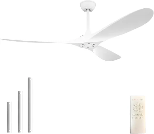 Vista 13 de Ventilador de techo de 52 pulgadas sin luz, ventilador de techo para exteriores con control remoto, 3 cuchillas de plástico con gran flujo de aire