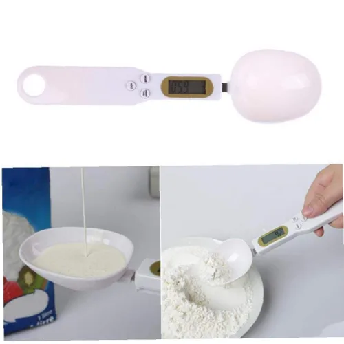 Vista 4 de 1pc blanco LCD digital cuchara escala mini portátil cocina báscula cucharas mediciones peso electrónico volumn alimentos básculas
