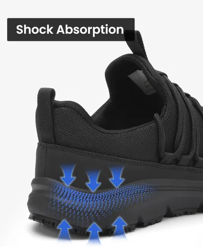 Vista 5 de VikoViren Zapatos de trabajo antideslizantes para hombre, para restaurante o servicio de alimentos, transpirables, ligeros, resistentes al agua