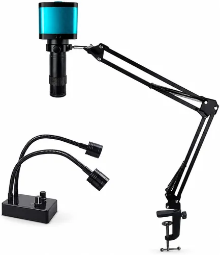 Vista 3 de Brazo de microscopio ajustable 130x Zoom C Mount Lens Camera Light, 48MP 4K 1080P HDMI USB Cámara digital de video industrial Montaje en microscopio