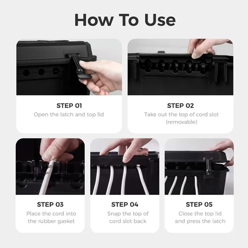 Vista 8 de WELKIN Caja Eléctrica Resistente para Exteriores (15.3 * 8.9 * 5.4 pulgadas), Cubierta de Cable de Extensión Impermeable Resistente a la Intemperie