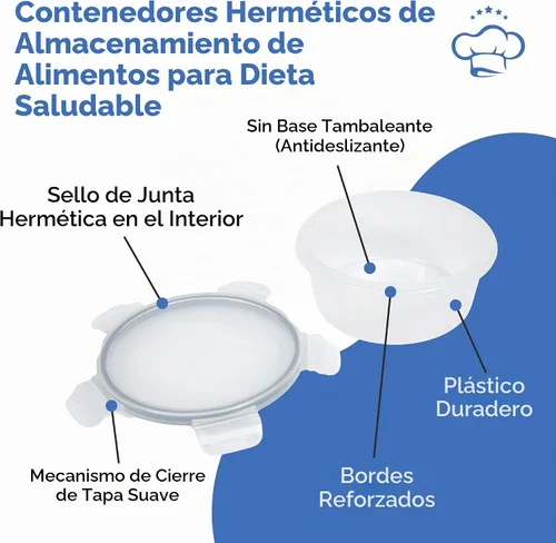 Vista 9 de Chef's Path Juego de 32 piezas de contenedores herméticos de almacenamiento de alimentos con tapas de fácil cierre, 16 contenedores y tapas