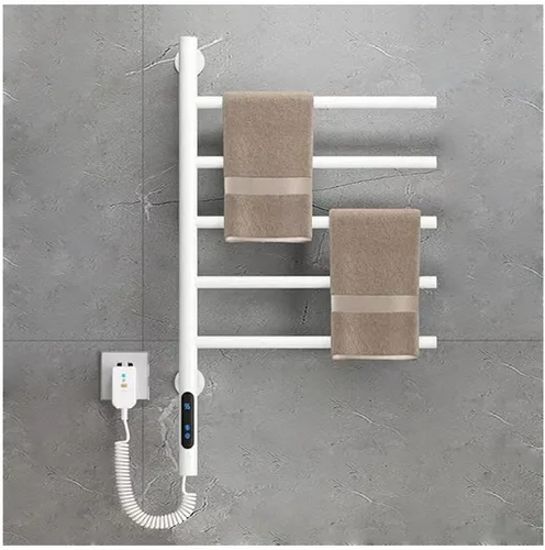Vista 9 de Toallero eléctrico con calefacción, calentador de toallas giratorio montado en la pared, calentador de toallas de acero inoxidable, 5 barras