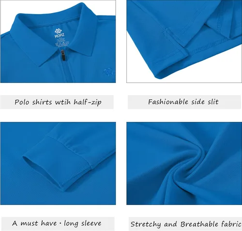 Vista 19 de JINSHI Polo de golf para mujer, de manga larga, con cremallera, deportiva, de secado rápido, atlética, casual, ajustada