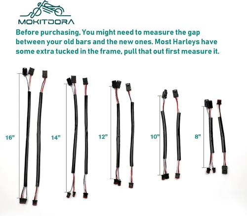 Vista 4 de MoKitDora Mazo de cables extendido para manillar CAN-Bus Switch Cableado para Harley Softail Touring Dyna Sportster Modelos 8 pulgadas
