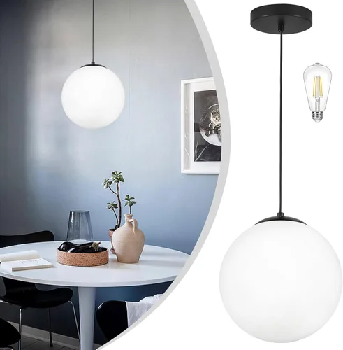 Vista 15 de KoKo&Yukina Luces colgantes modernas de globo de vidrio dorado de 6 pulgadas, paquete de 2 lámparas colgantes de vidrio transparente de mediados