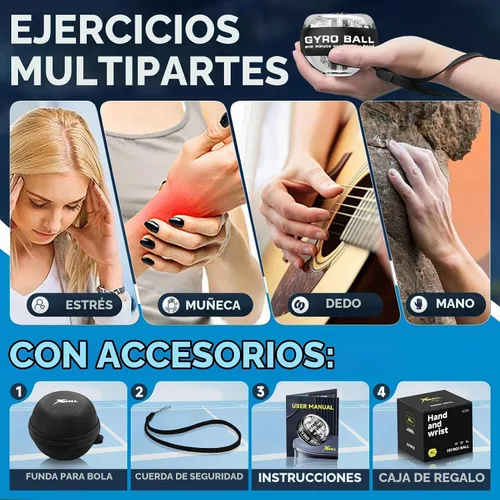 Vista 4 de XMALL Bola de giroscopio de muñeca, fortalecedor de antebrazo de mano, entrenador de muñeca, iluminación colorida de arranque automático