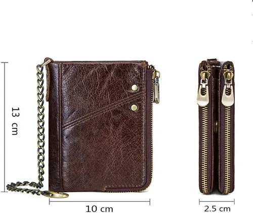 Vista 2 de KITOLTER - Cartera para hombre con bloqueo RFID de piel auténtica Coffee