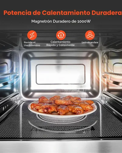 Vista 2 de VEVOR Horno microondas comercial, 0.9 pies cúbicos, 1000W Horno microondas digital de acero inoxidable para encimera con pantalla táctil, 10 ajustes