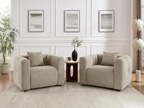 Vista 7 de VANOMi Sillón de gran tamaño de 42 pulgadas de ancho con almohada, color gris pardo Topo