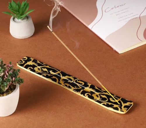 Vista 7 de Bless-International Quemador Tradicional Hecho a Mano de Madera Portaincienso Soporte Recogecenizas para Aromaterapia-Meditación-Yoga