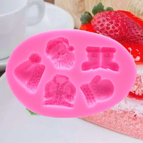 Vista 6 de Molde de silicona de Navidad para pastel de chocolate de Navidad, molde para hornear galletas, bandeja de molde de caramelo de Navidad 3D, mini