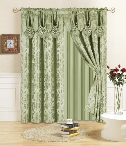 Vista 18 de All American Collection Nuevo juego de cortinas de 4 piezas con cenefa adjunta y transparente con 2 alzapaños incluidos