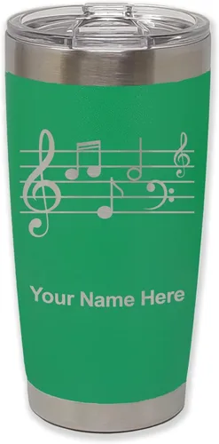 Vista 7 de LaserGram Vaso aislado al vacío de 20 onzas, personal de música, grabado personalizado incluido (negro)