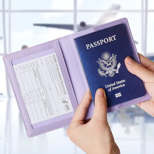 Vista 7 de TIGARI Fundas para pasaporte para pasaporte fundas para pasaporte y vacuna tarjetas combinadas estuche ultra delgado para pasaporte para mujeres