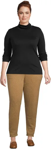 Vista 4 de Lands' End - Suéter ajustado de cuello de tortuga de manga larga de algodón Supima cultivado en EE. UU. para mujer Negro